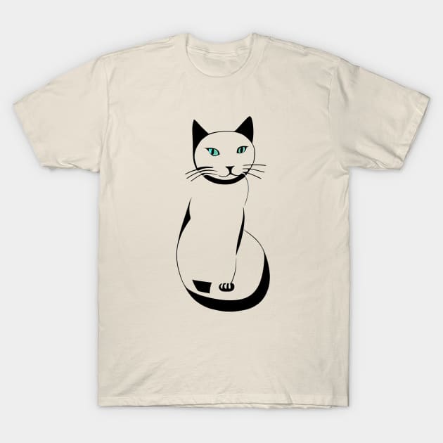 Sitting Cat - Simple line drawing T-Shirt by Off the Page